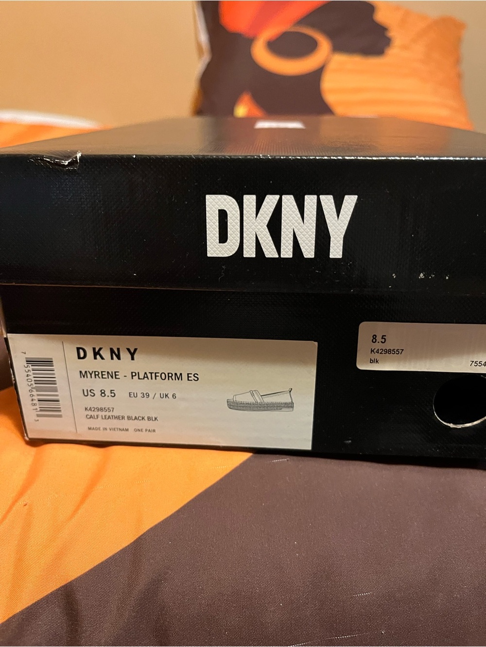 DKNY Black Peep-Toe Espadrille with Jute Platform - Picture 5 of 5